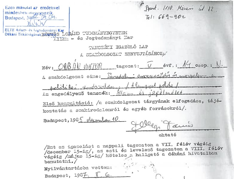 Itt még elolvashatja Orbán Viktor szakdolgozatát a civilekről