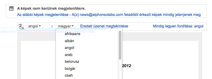 Gmail levelek fordítása, egy kattintással