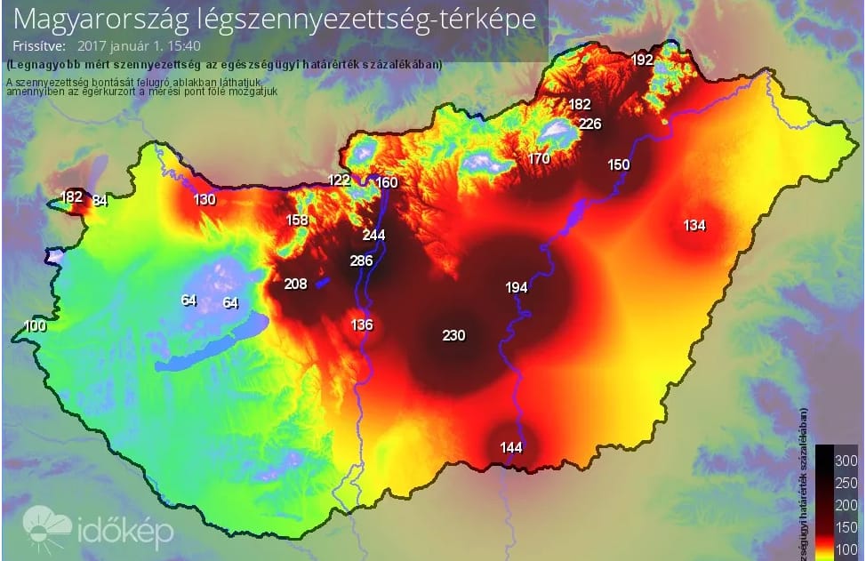 Brutális az újévi szmogtérkép, Pest környékén a legrosszabb most a levegő
