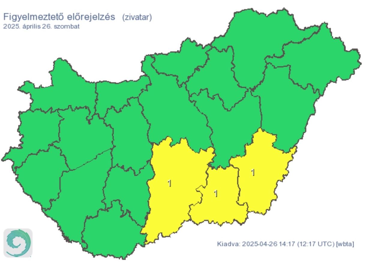 Néhány megyében zivatarokra figyelmeztetnek, éjszakára jelentősen lehűl az idő az ország egyes részein
