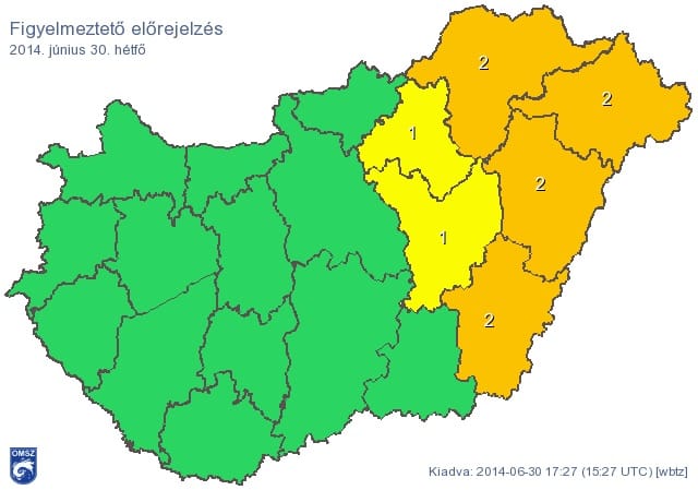 Térkép: narancs riasztást adtak ki, leszakadhat az ég