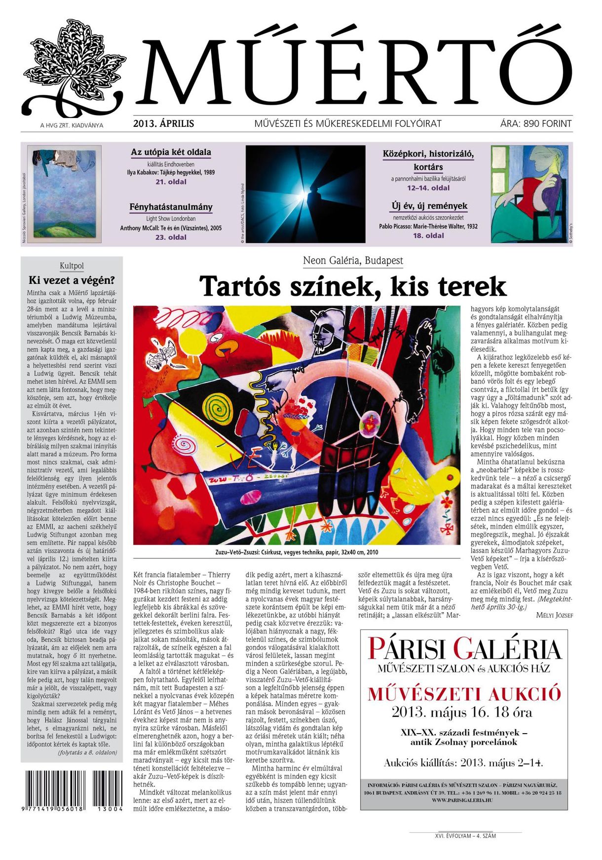 Megjelent a Műértő áprilisi lapszáma