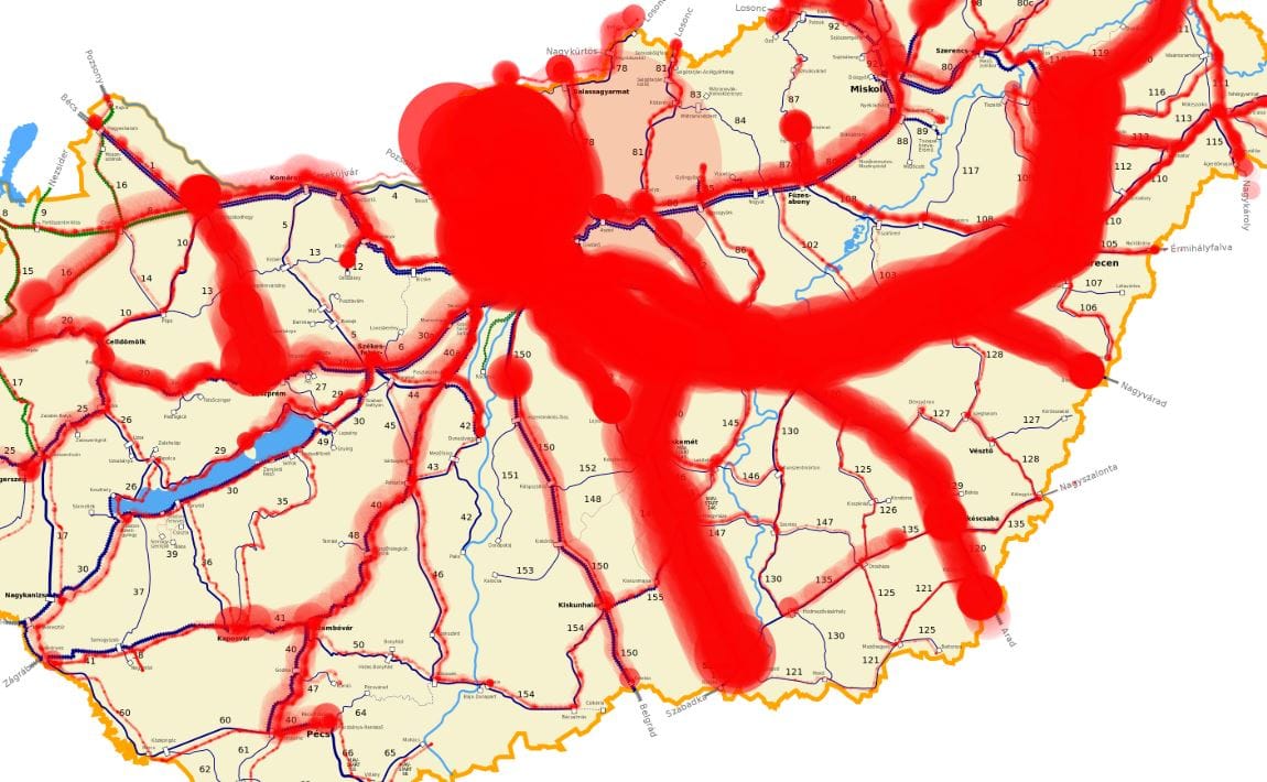 Nézzen rá erre a térképre, szörnyülködni fog: így esett el tegnap a MÁV, így késnek ma is a vonatok