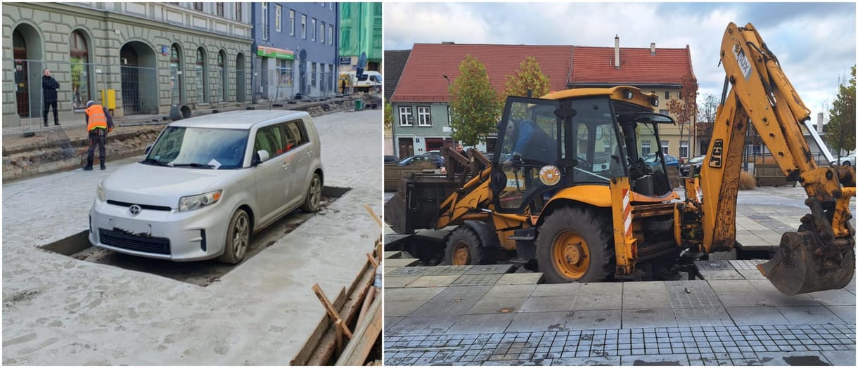 Nem a körbebetonozott autó az első kakukktojás a lengyel útépítőknél