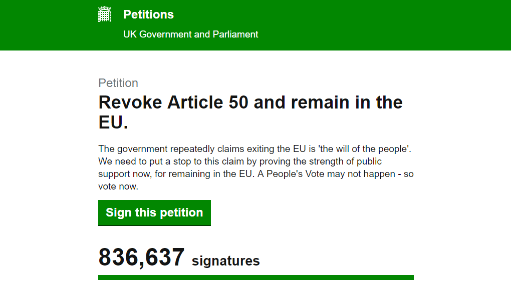 Annyian állítanák le a Brexitet, hogy bedőlt a brit kormány petíciós oldala