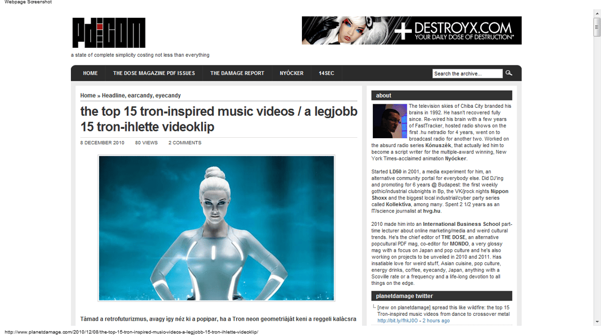 Milyen videoklipeket ihletett a közelgő Tron-film látványvilága?