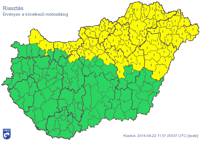Térkép: Riasztást adott ki a heves zivatarok miatt az OMSZ