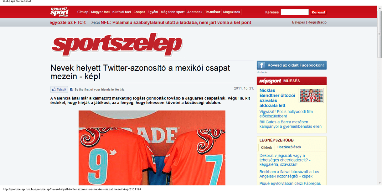 Nevek helyett Twitter-azonosító a focisták mezein 
