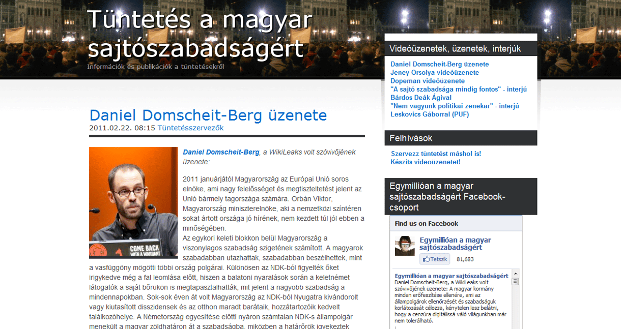 A WikiLeaks ex-szóvivője a magyar médiatörvényről ír