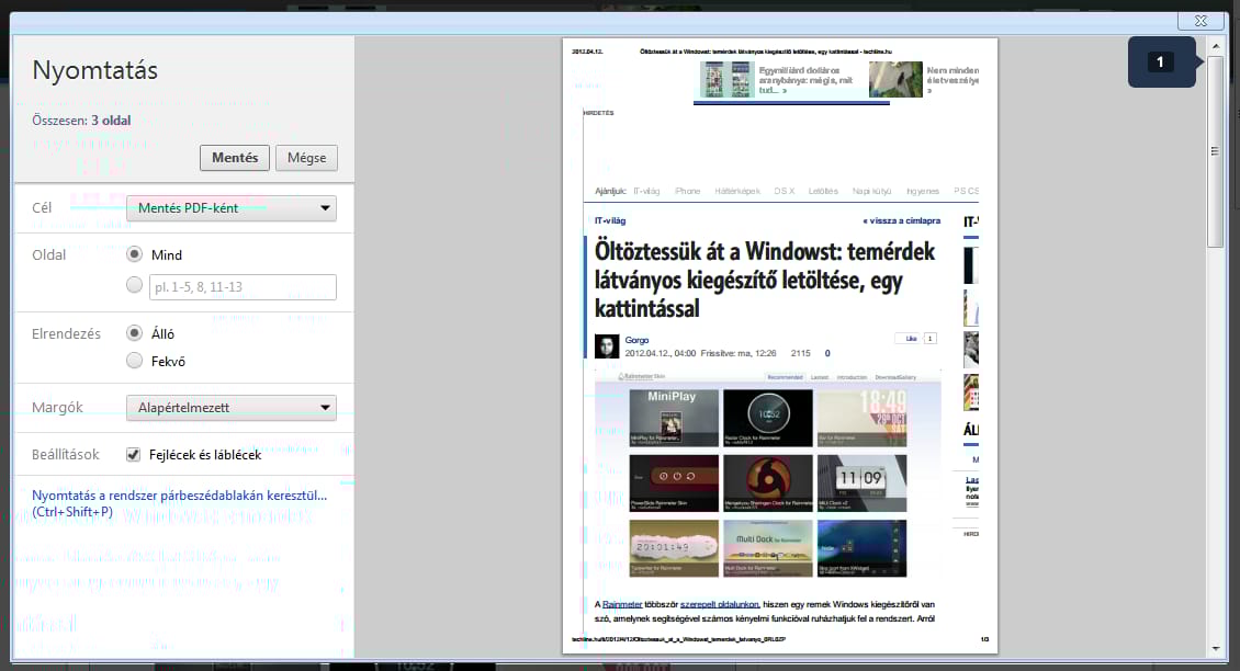 Weblapok mentése PDF-be, a Chrome egyik rejtett funkciójával