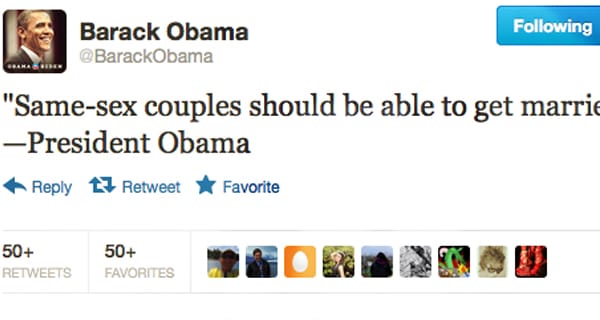 Obama a melegházasságról - 50 000 retweet