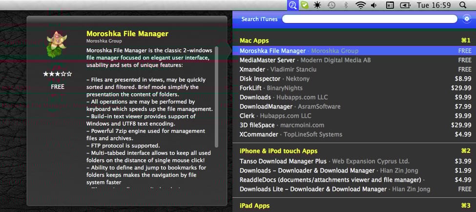 Kényelmes keresés az App Store kínálatában a menüsorból