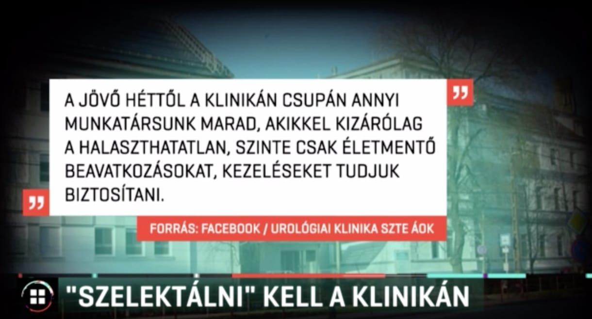 Szegeden a daganatos és sürgős ellátást igénylő betegek között is szelektálni kell
