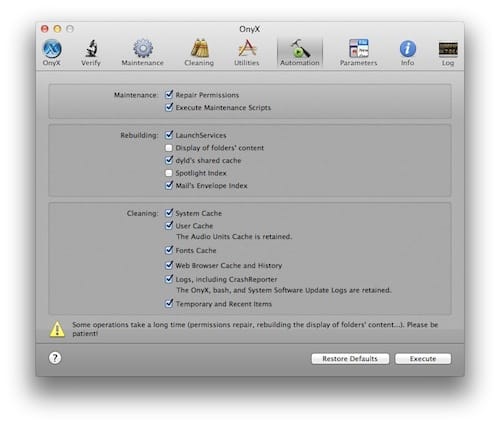 A hét maces alkalmazása: Onyx - az OS X optimalizálása