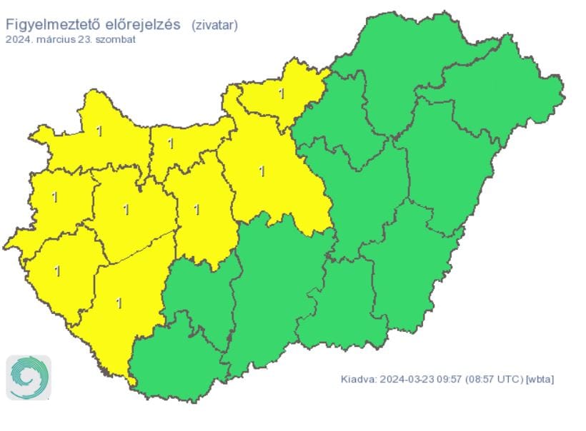 Citromsárga riasztást adott ki a meteorológia heves esőzés és széllökések miatt