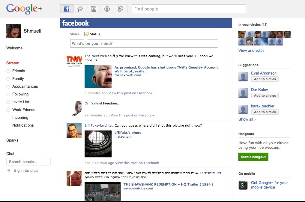 Facebookozzon óvatosan a Google pluszban