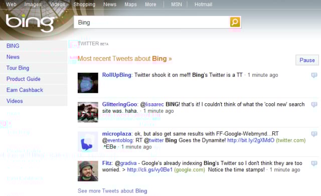 Folytatódik a Bing és a Twitter románca