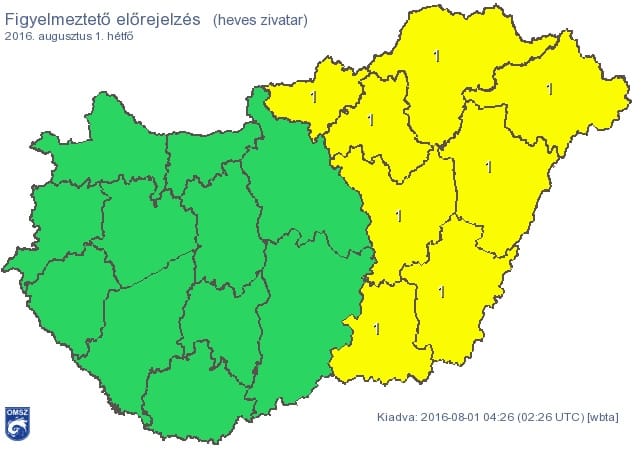 Figyelmeztetést adtak ki majdnem a fél országra - térkép