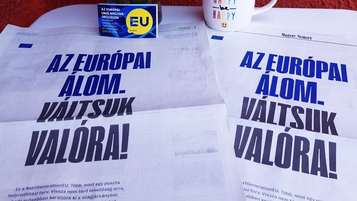 Vezető napilapokban hirdeti a helyreállítási tervet Brüsszel, jutott belőle a Magyar Nemzetbe is