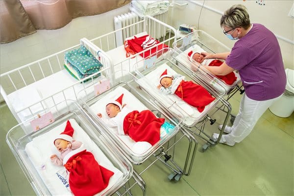 Mikulás ruhába öltöztették az orosházi kórház újszülöttjeit