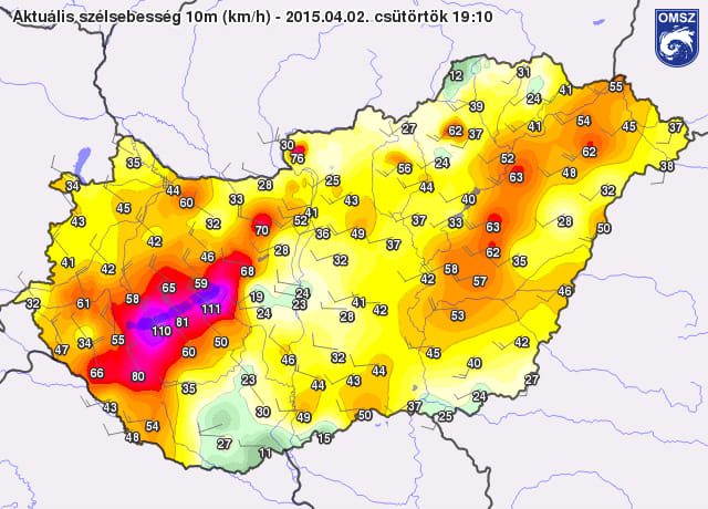 110 kilométer/órás szél fújt a Balatonnál