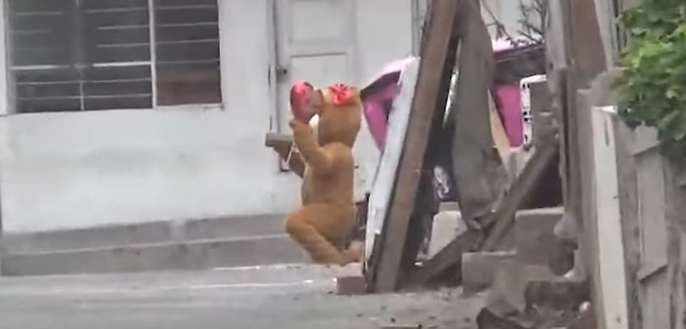 Játék mackónak öltözött egy perui rendőr, hogy lebuktassa a drogkereskedőket – videó