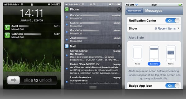 iOS 5: üzenetek bárhol, bármikor - Notifications Center