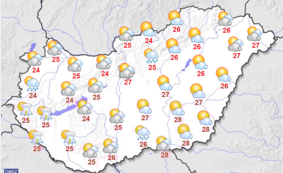 Nyugaton ma is lehetnek zivatarok, keleten sütni fog