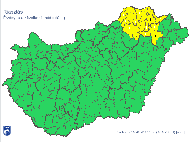 Riasztást adtak ki Magyarország csücskére