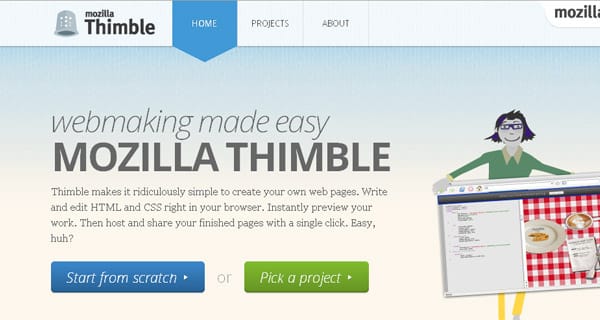 Thimble - a világ legegyszerűbb weboldalszerkesztője a Mozillától