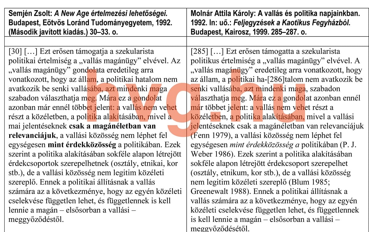 Újabb egyezések Semjén Zsolt és konzulense szövegeiben