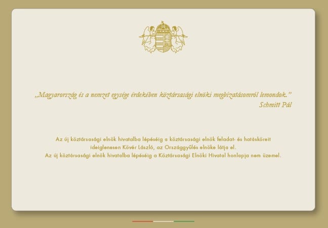 Leállították a köztársasági elnöki hivatal honlapját