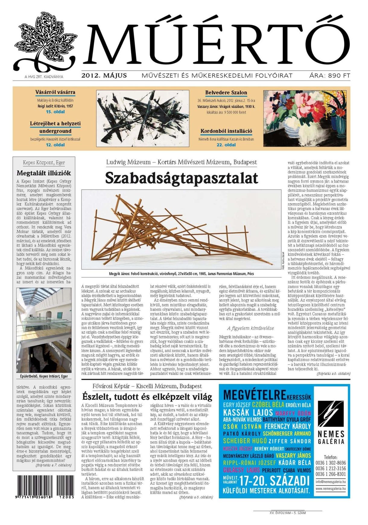 Megjelent a Műértő májusi száma
