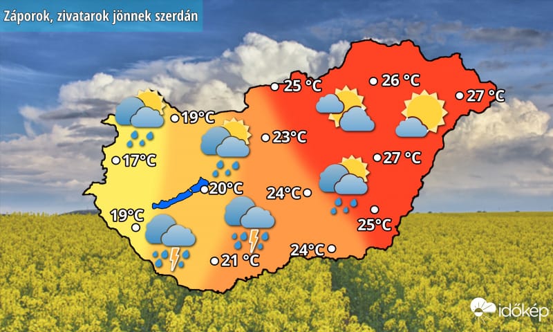 Hidegfront érkezik szerdán, kettészakad az ország