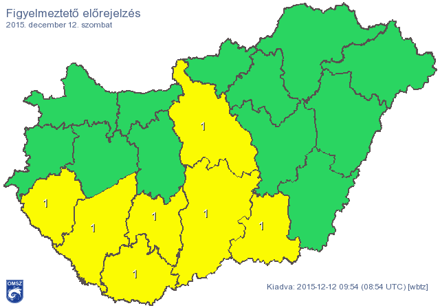 7 megyére figyelmeztetést adtak ki - térkép