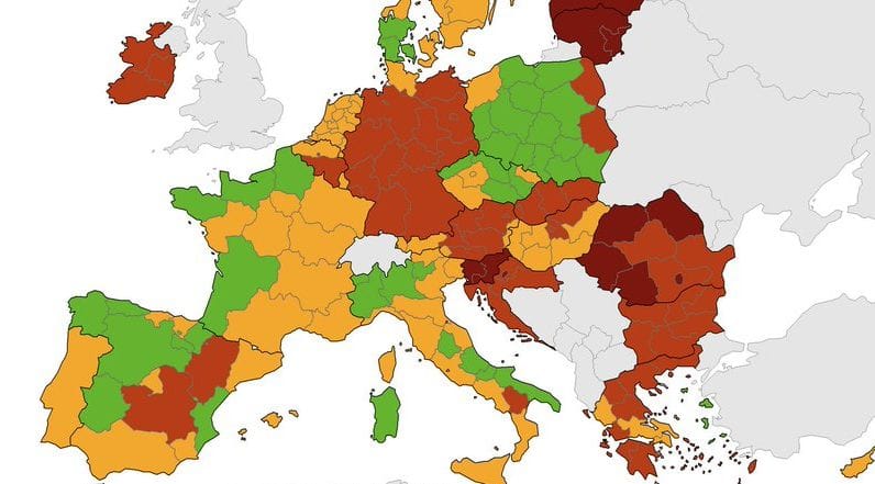 Budapest és két régió már piros kategóriában van az uniós Covid-térképen