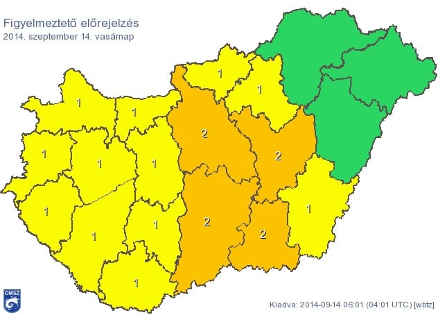 Figyelmeztetés: vasárnap is szakadni fog (térkép)