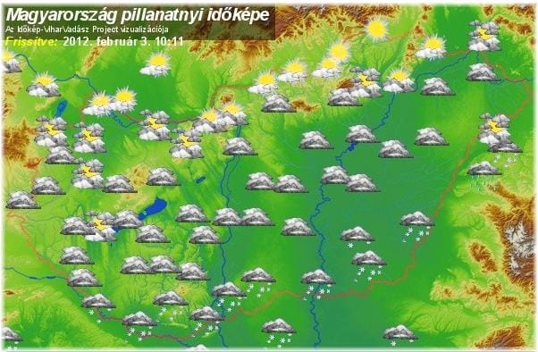 Térkép: megérkezett a hóesés