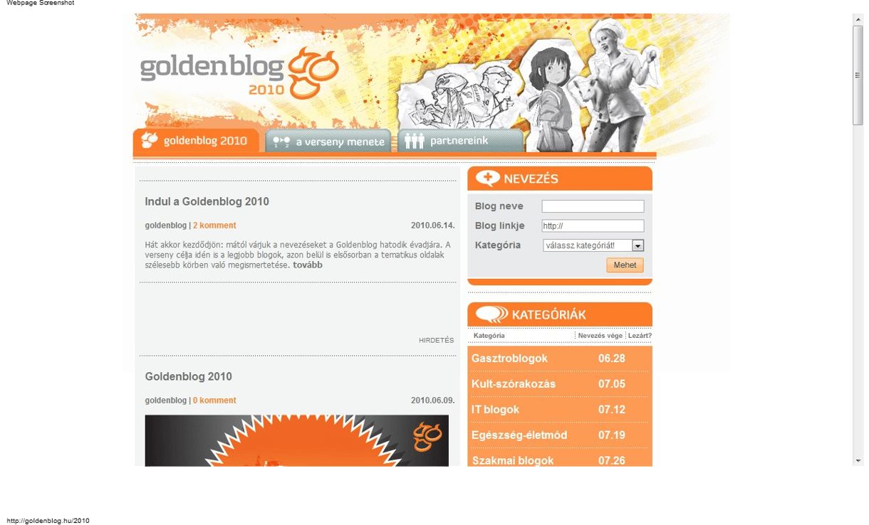 Elindult a Goldenblog 2010