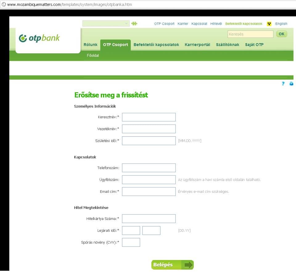 Megtévesztő adathalász oldalra figyelmeztet az OTP