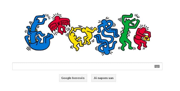Keith Haring figurák ugrálnak ma a Doodle-ban
