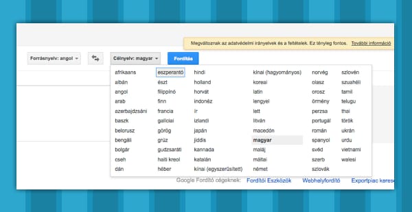Már az eszperantót is fordítja a Google Translate!