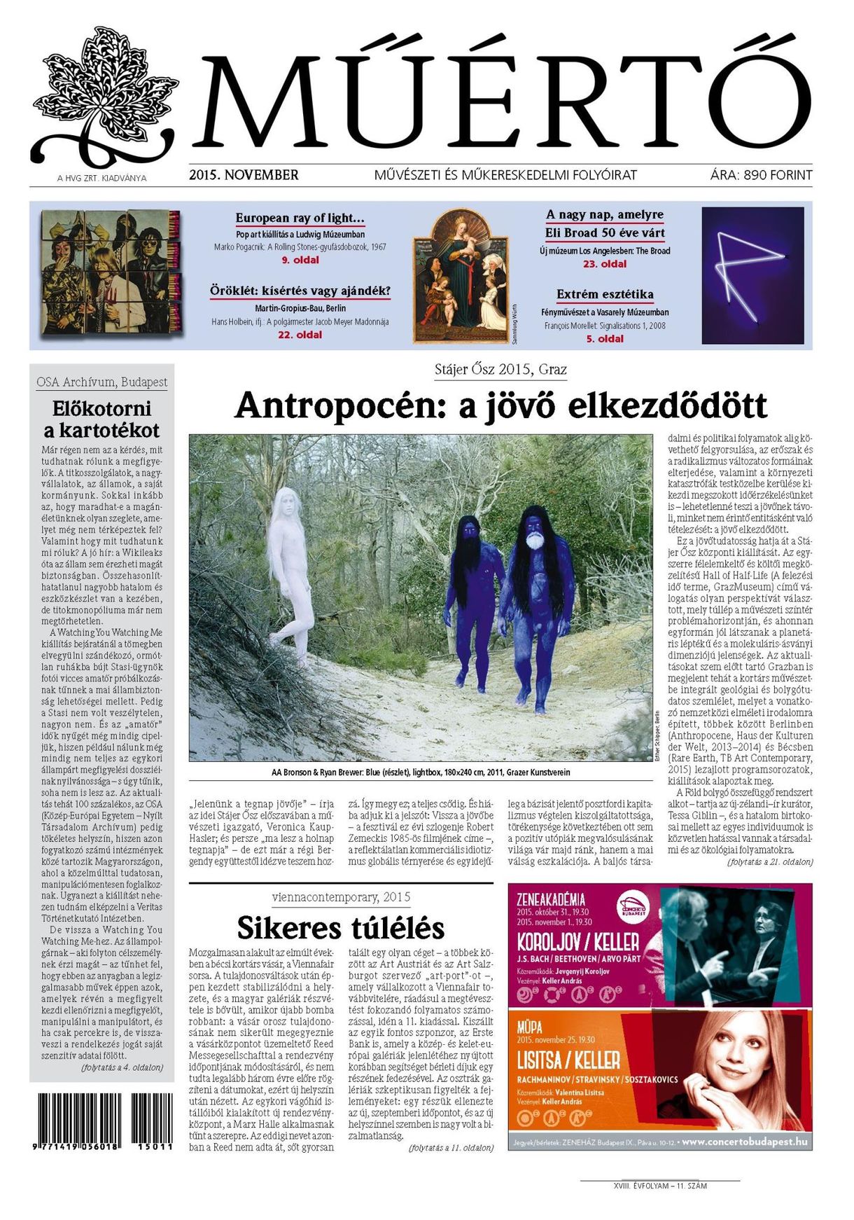 Megjelent a Műértő novemberi lapszáma