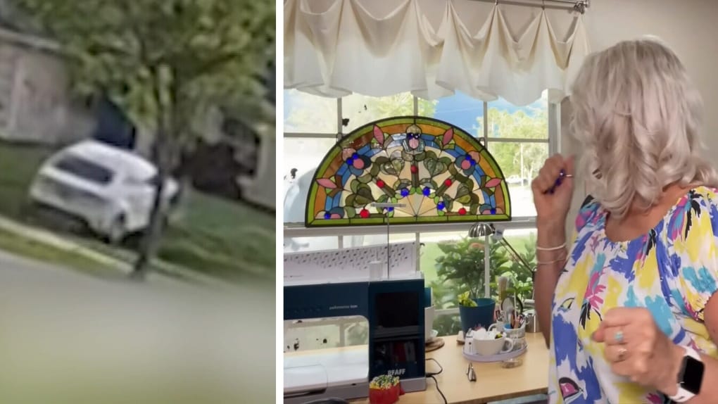 Éppen a heti varrós videóját csinálta egy nő, amikor egy autó berepült a kertjébe