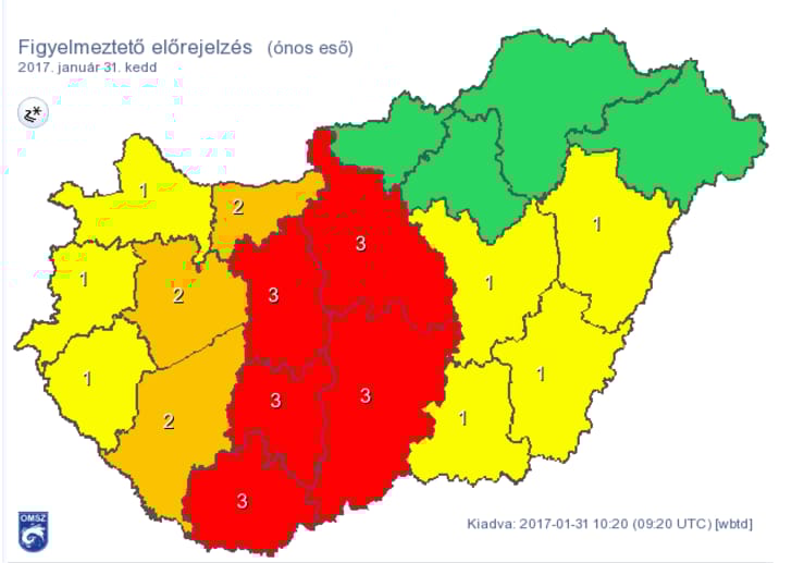 Tovább durvul az időjárás: itt a piros figyelmeztetés