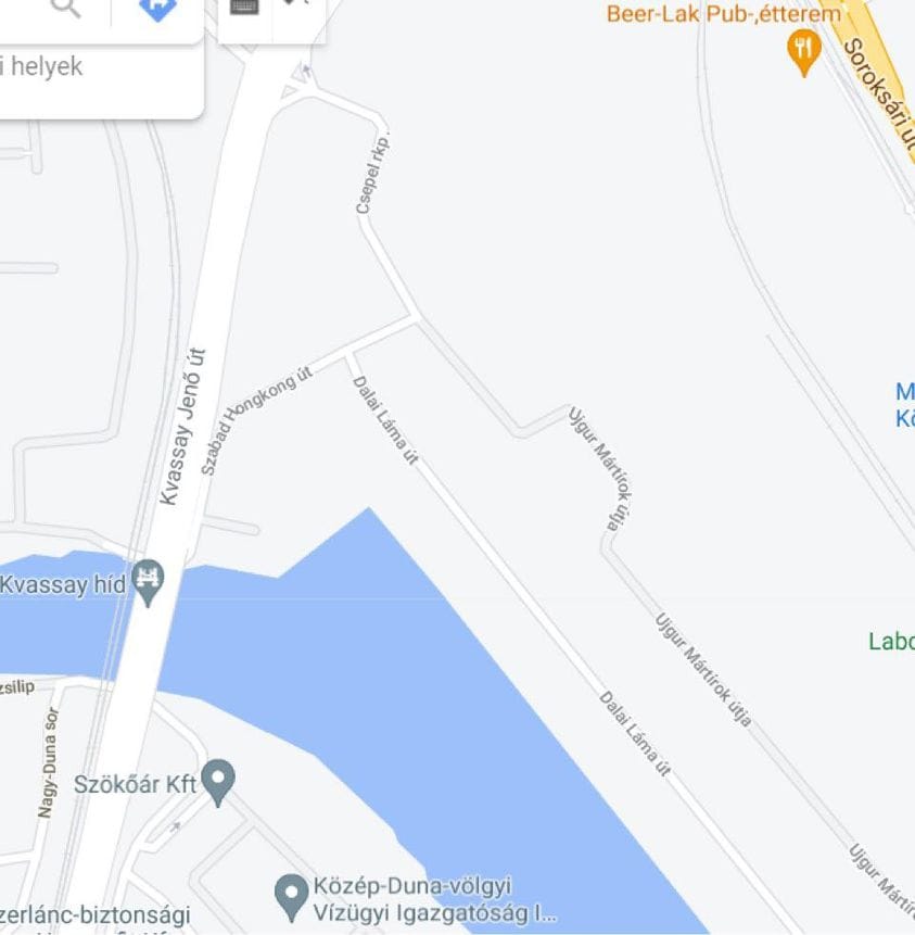 Már a Google Térképen is látni a Fudan körüli, Kínát fricskázó utcaneveket
