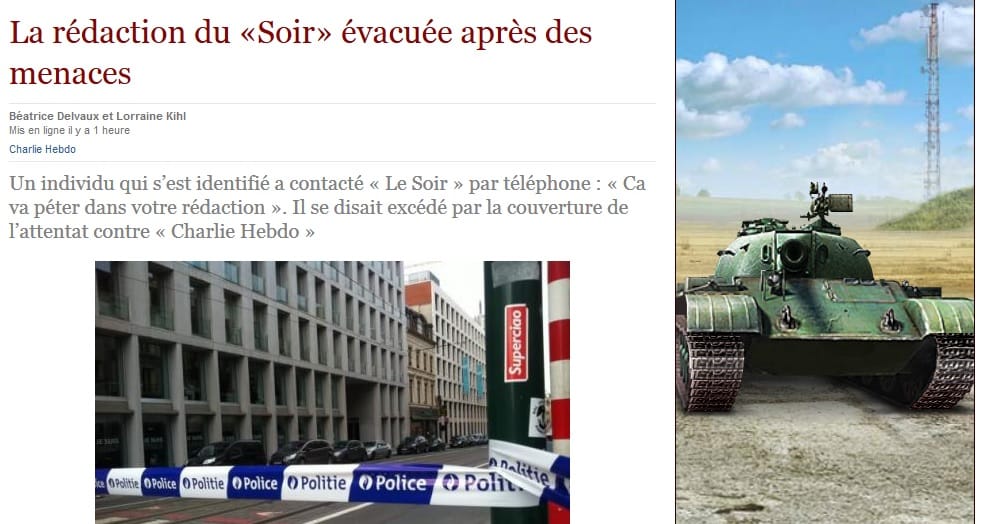 Kiürítették a Le Soir szerkesztőségét egy bombafenyegetés miatt