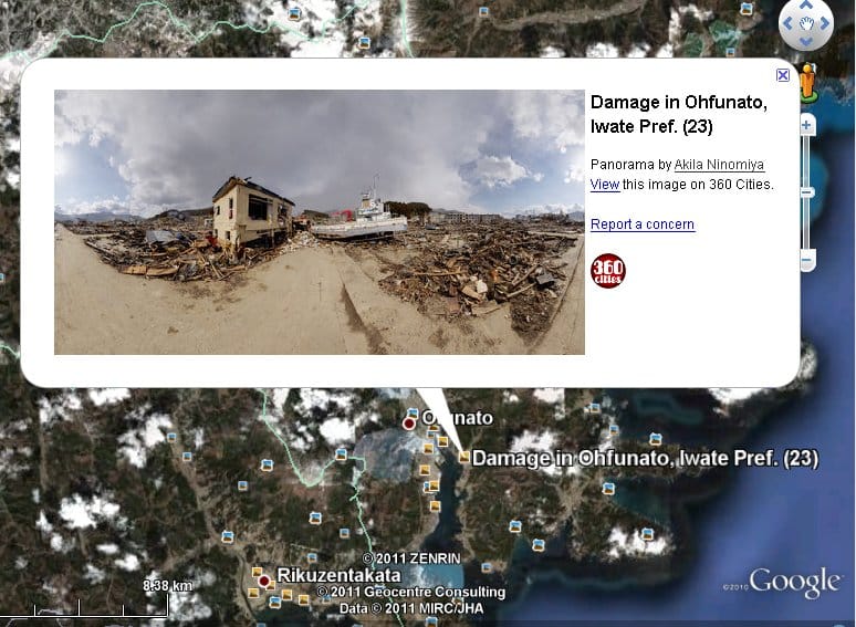 Google Earth: új panorámaképek a japán földrengés pusztításáról