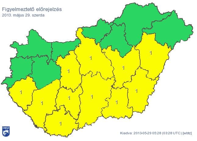 Figyelmeztetést adtak ki: a fél országban jön az eső