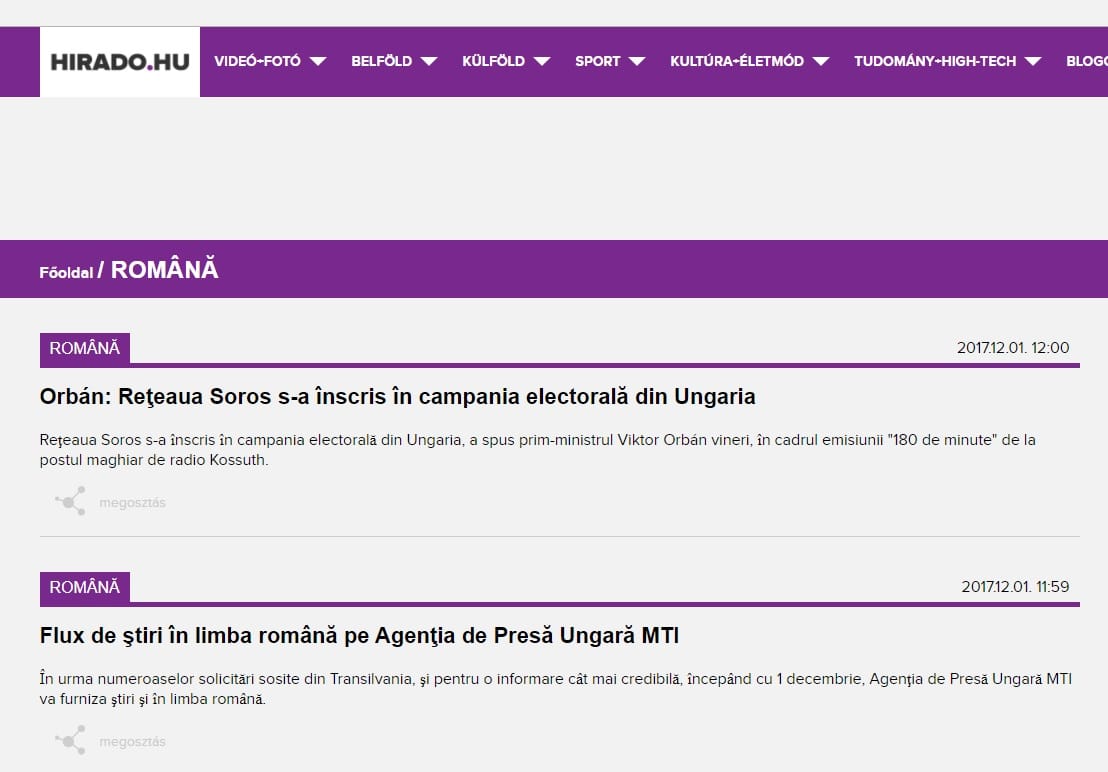 Román hírfolyamot indít az MTI a 